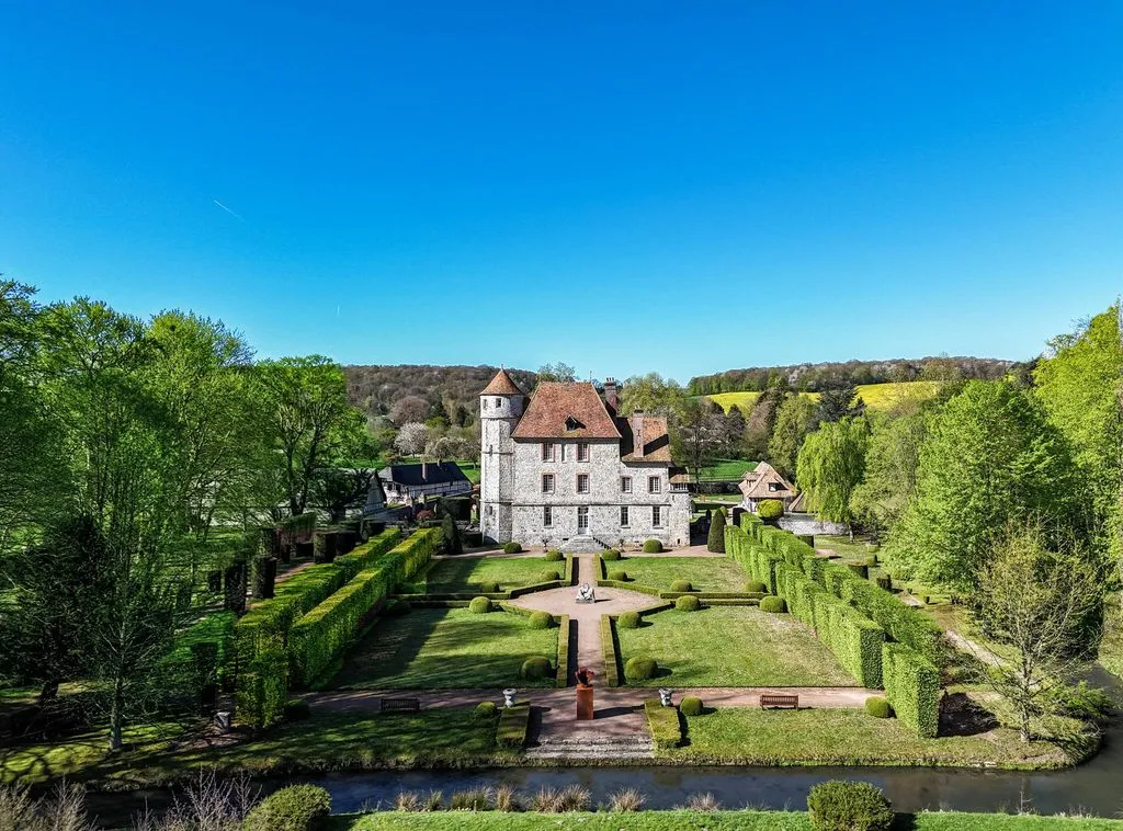 Aerial - Medieval Castle with Art Centre in Normandy