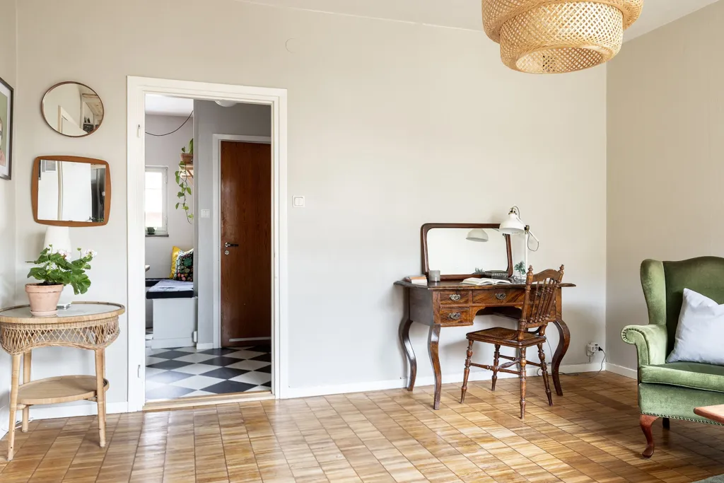 Living Room - Funkis-Style Flat with Balcony in Årsta