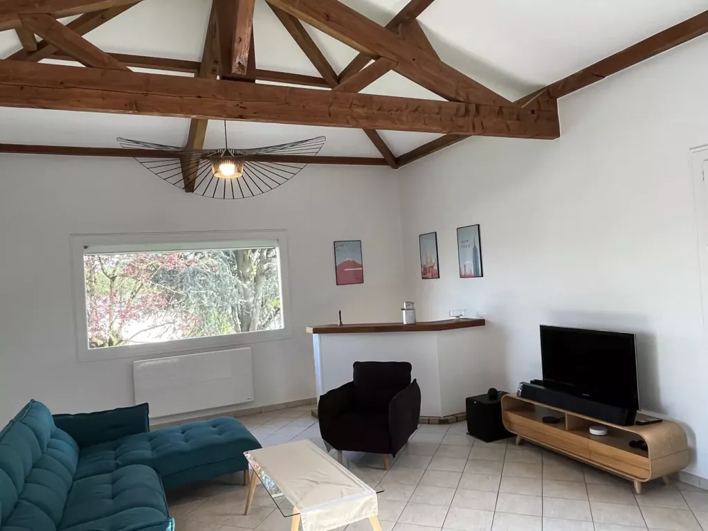 Living Room - Family House with Pool in Quiet Area