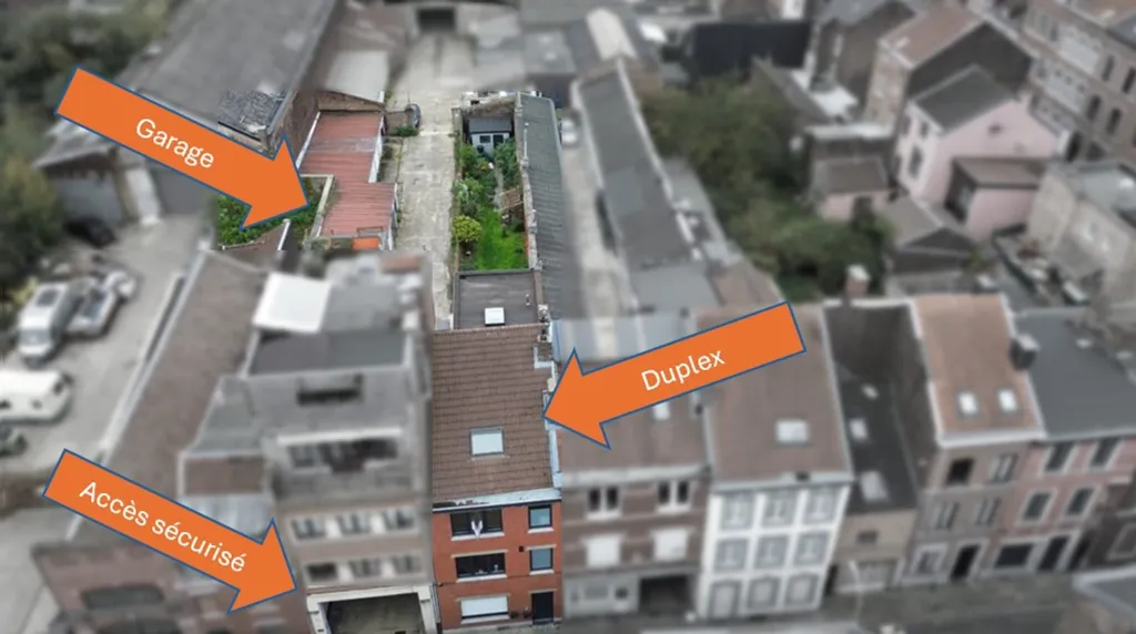 Vue aérienne - Duplex Rénové avec Garage à Liège