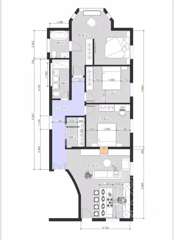 Plan - Appartement Rénové avec Terrasse à Cannes