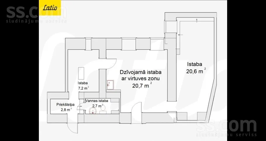 Planimetria - Apartment with Private Home Feel in Riga Centre