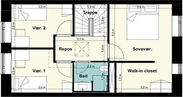 Plan - Four-Bedroom House with Terrace in Taastrup