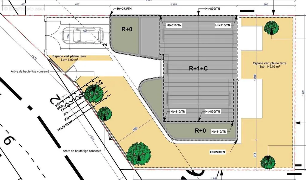 Plan - Terrain avec Permis Purgé pour Maison Contemporaine
