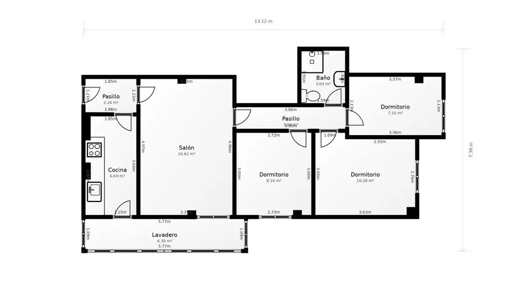 Plaan - Spacious Apartment with Terraced Views in Delicias