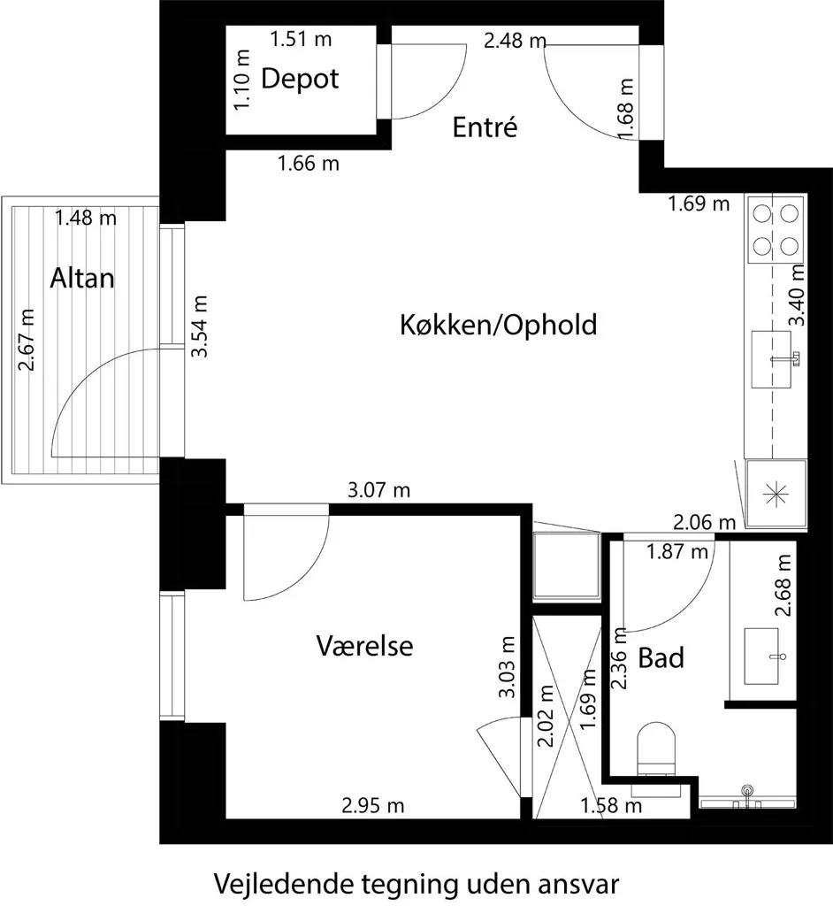 Plan - 2-Bedroom Flat with West-Facing Balcony in 8300