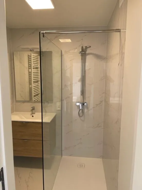 Bathrooms - Renovated Flat with Fireplace in Brakel