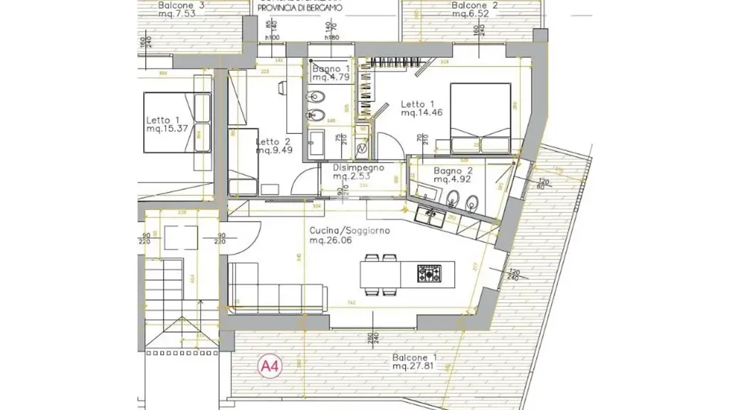 Plan - Modern Apartment with Terraces in Barzana