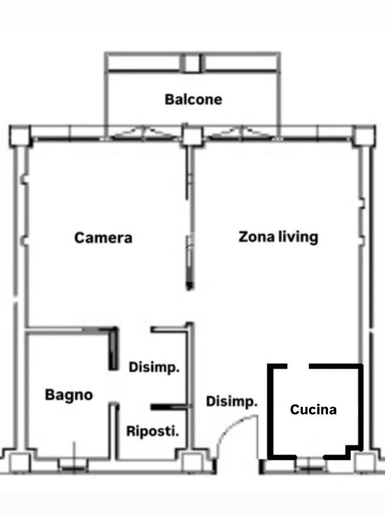 Plan - Modern 2-Bedroom Flat with Balcony in Milan