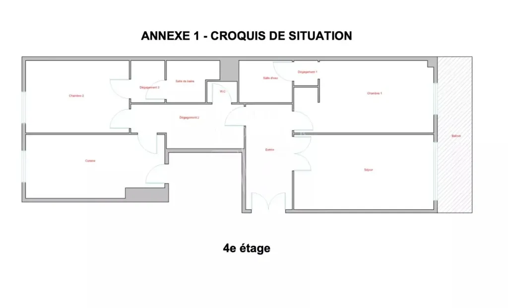 Plan - Appartement de 3 Pièces à Rénover avec Balcon à Paris 16ᵉ