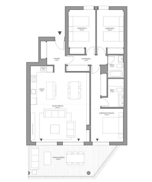 Plan - 3-Bedroom Apartment with Pool in Estepona