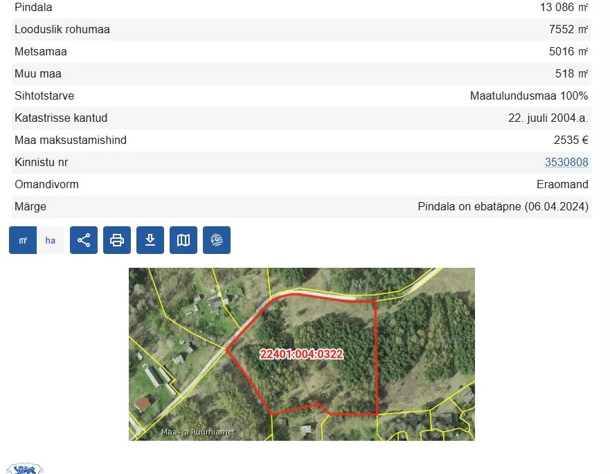 Plan - Investment Plot with SPA near Lake Peipus, Kuru