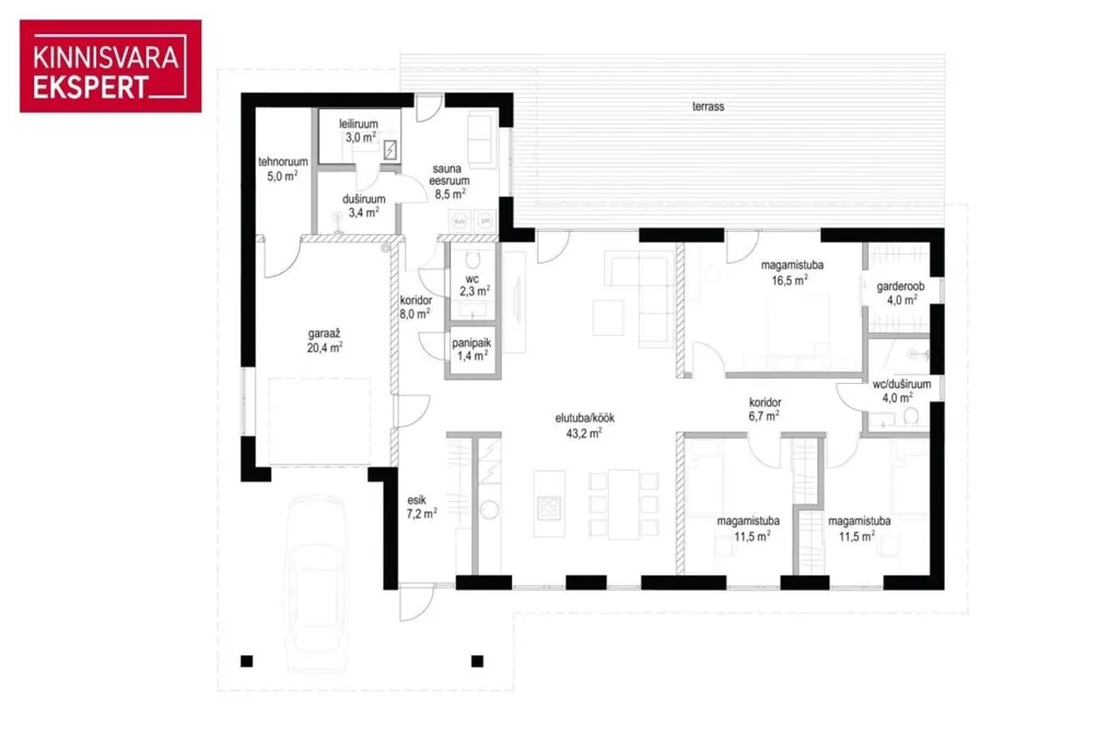 Plan - New Detached House with Garage in Pärnu