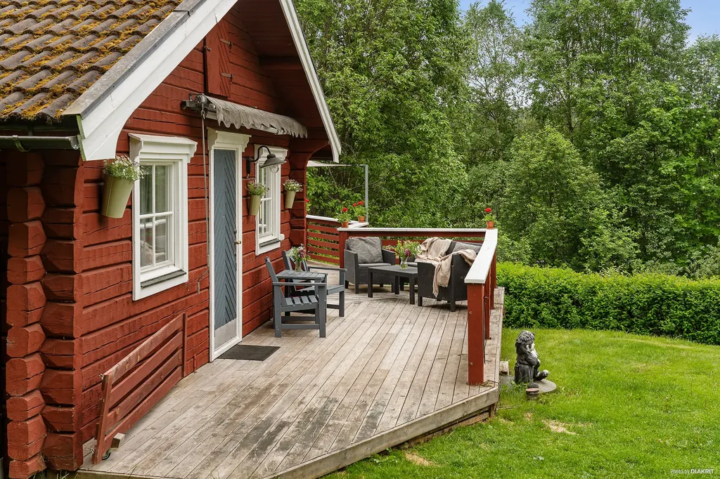Garten - Red Brick Cottage with Lake View in Sågmyra