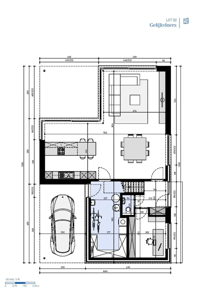 Plan - Maison Moderne avec Terrasse sur Jardin à Oedelem