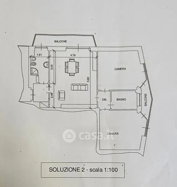 Plan - Modernised Apartment with Balcony in Asti