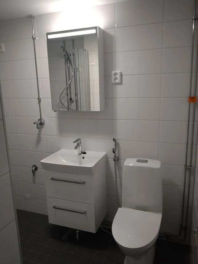 Bathrooms - Modernised Studio with Sauna in Louhela, Vantaa