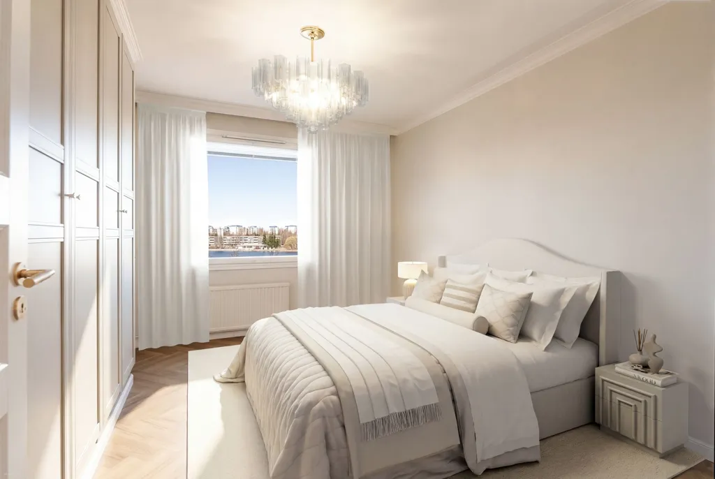 Schlafzimmer - Fully Renovated Apartment with River Views in Oulu