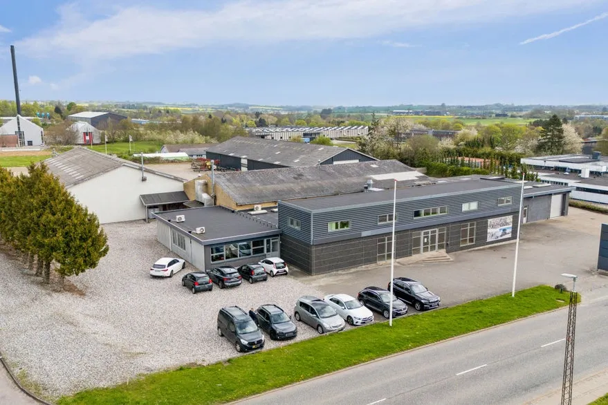 Vista aerea - Office and Workshop Space with Exhibition Area in Odder