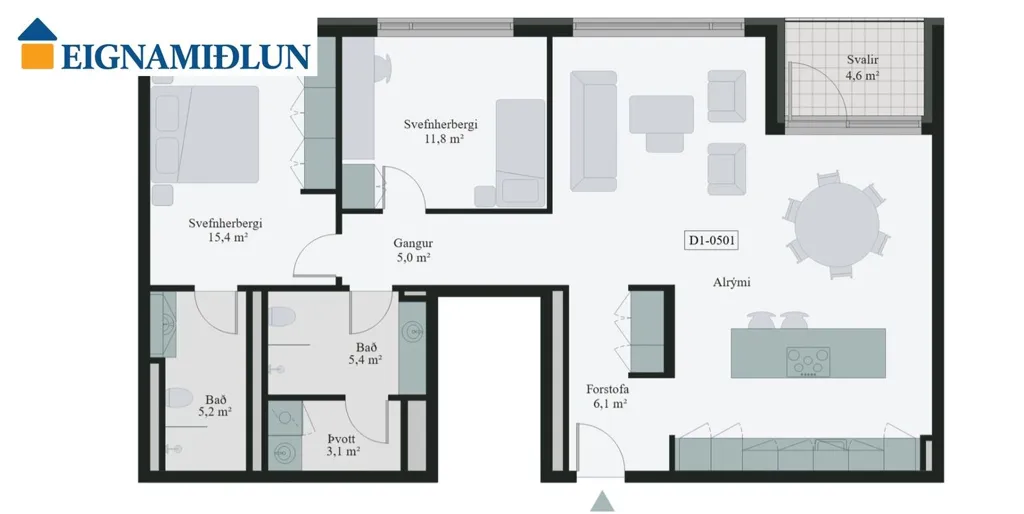 Plaan - New Apartment with Elevator in Laugardalur