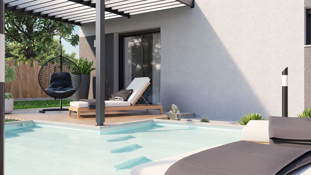 Piscine - Terrain à Bâtir avec Maison Moderne à Bouaye
