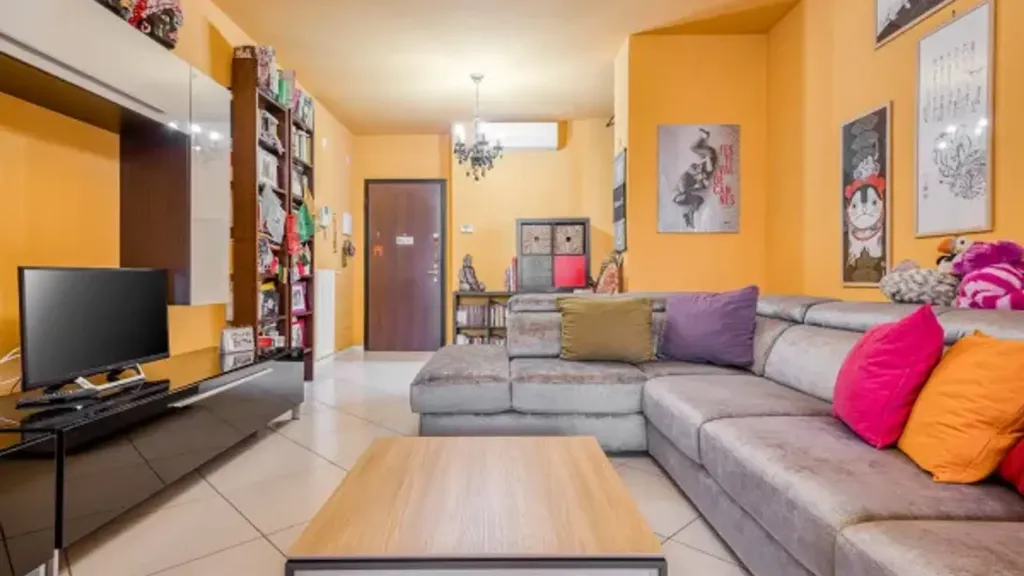 Living Room - Duplex with Panoramic Terrace in San Donato Milanese