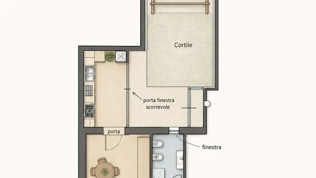 Plan - Rustic Bilocale with Private Garden in Cagliari
