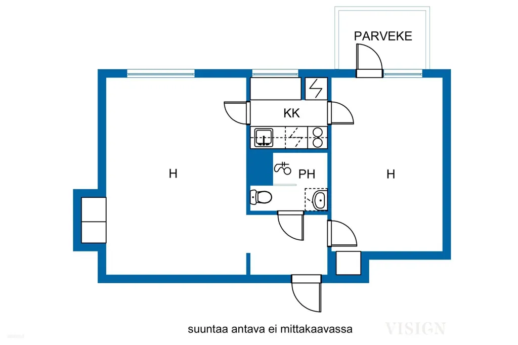 Floor Plan - Upper Floor Apartment with Balcony in Toukola, Helsinki