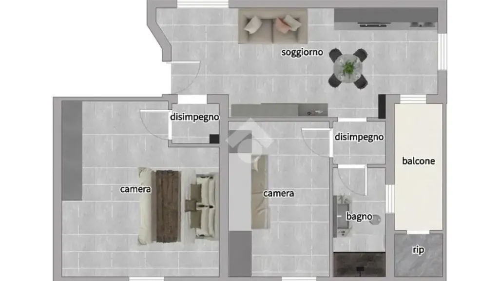 Plaan - Rustic Trilocale with Balcony in Dalmine