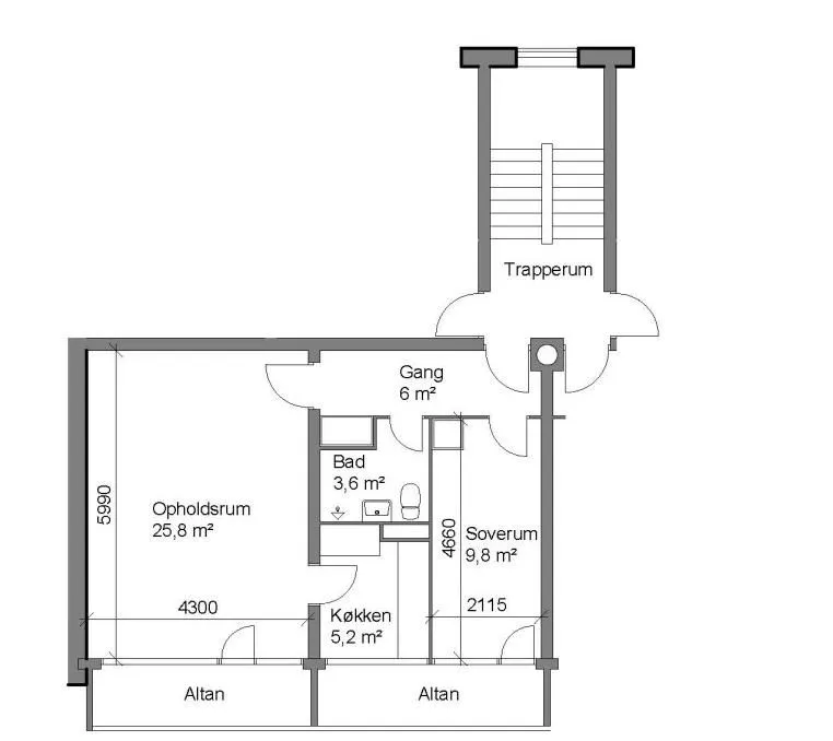 Plan - 2-Bedroom Apartment with Balcony in Skive