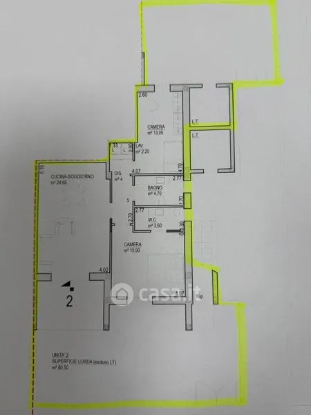 Plan - Ground Floor Trilocale with Private Garden in Cecina