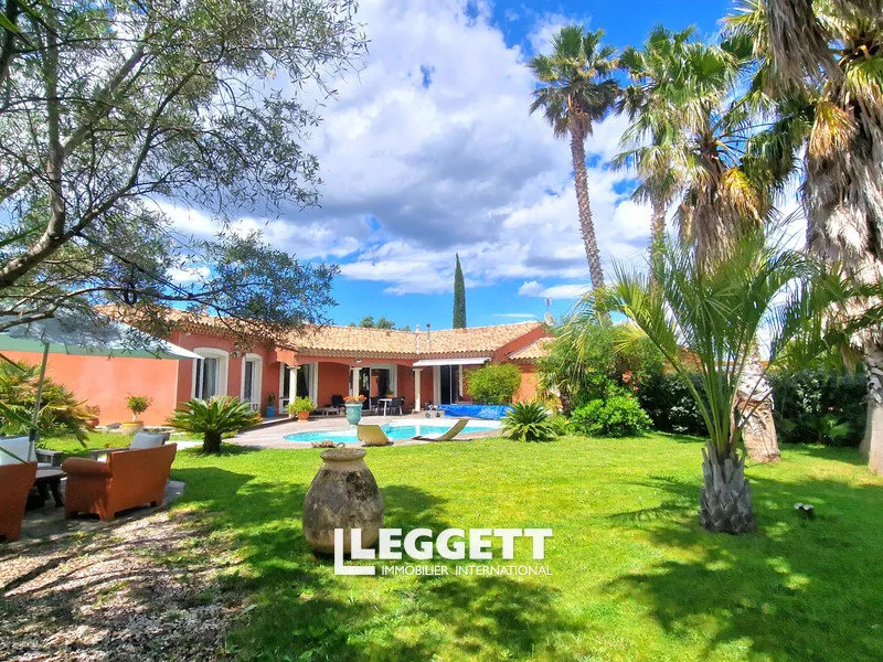 Jardin - Villa avec Piscine Chauffée et Spa à Espondeilhan