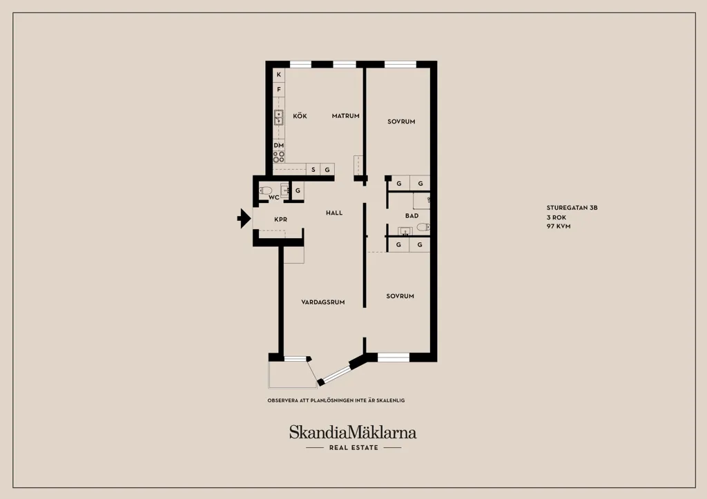 Planimetria - Modernised Flat with Balcony in Vasastaden