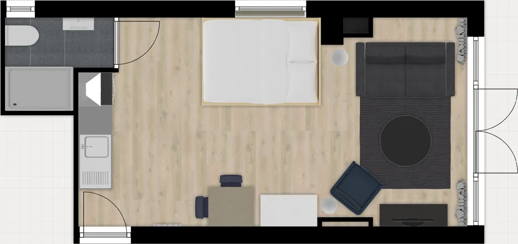 Plan - Studio with Private Facilities in Rotterdam-Kralingen