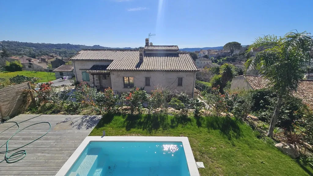 Aerial - Contemporary House with Hill Views in La Colle-sur-Loup