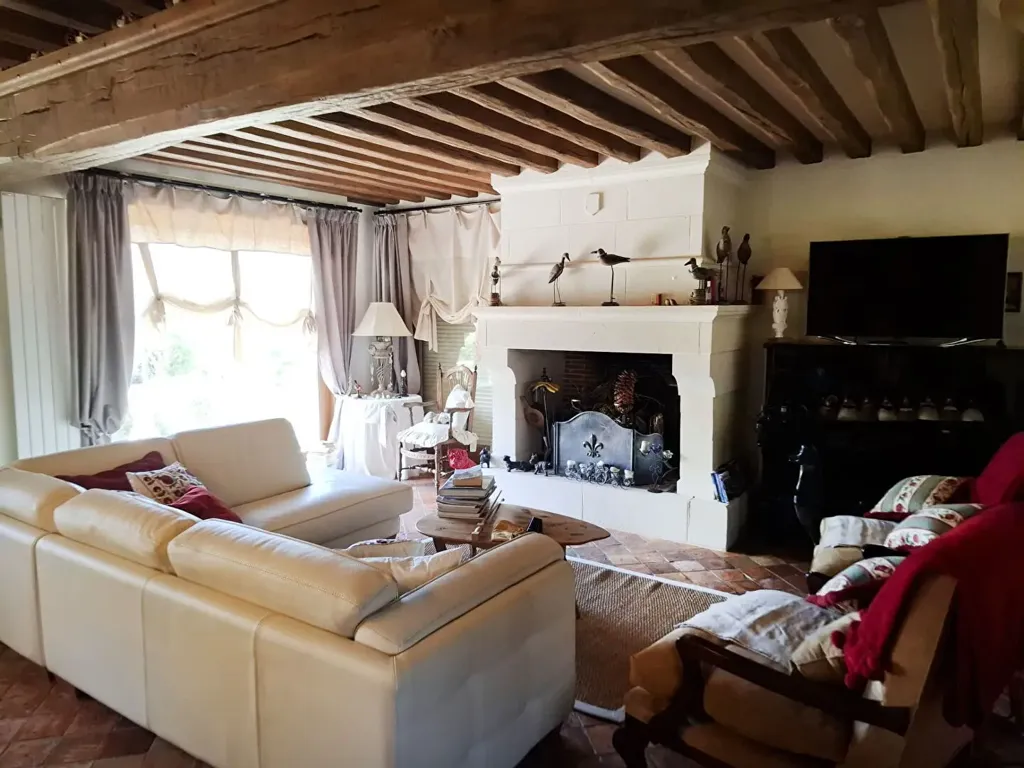 Living Room - Norman House with Pool in Beuvron En Auge