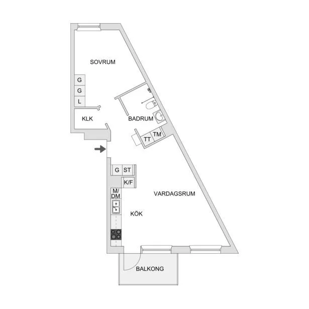 Plan - Modern Apartment with Balcony in Rågsved