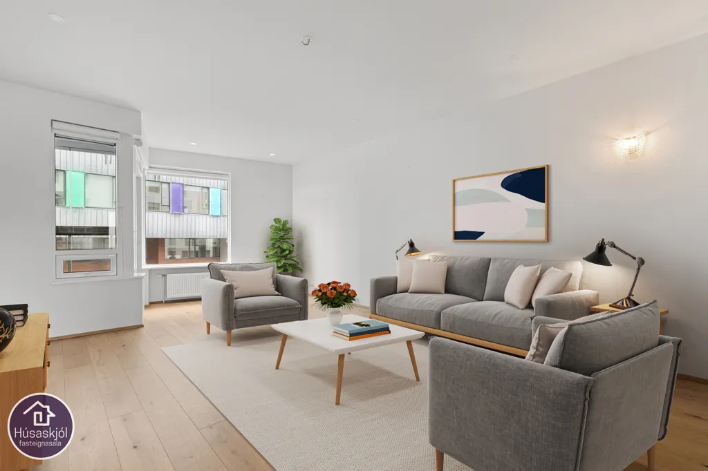 Living Room - Apartment with Balcony in Reykjavik
