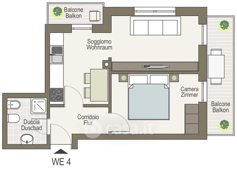 Plan - Bilocale with Balcony Views in Sesto