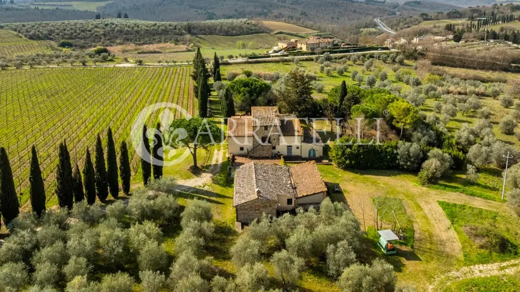 Vue aérienne - Vineyard Estate with Casale in Chianti