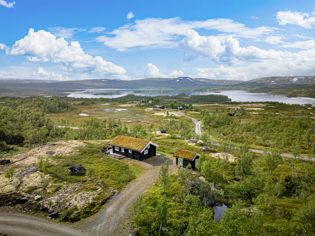 Vue aérienne - Traditional Timber Cabin with Mountain Views in Ålen