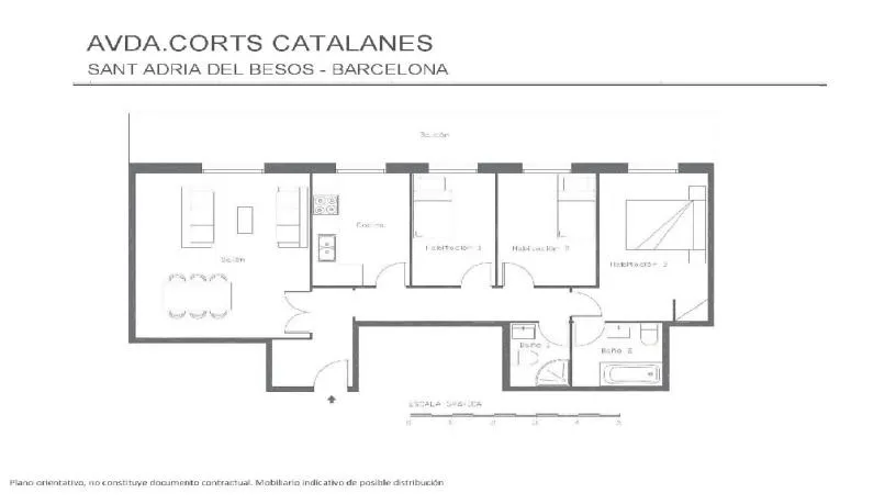 Floor Plan - Spacious Apartment with Balcony in Sant Adrià de Besòs