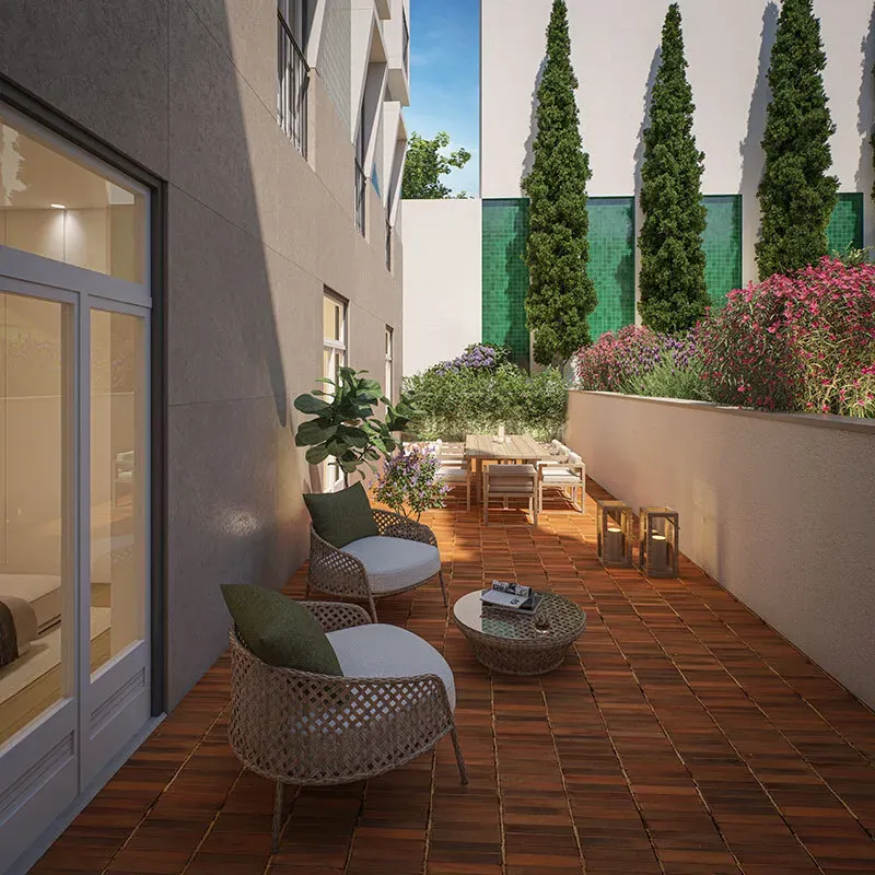 Terrasse - New Build Apartment with Pool in Intendente, Lisbon