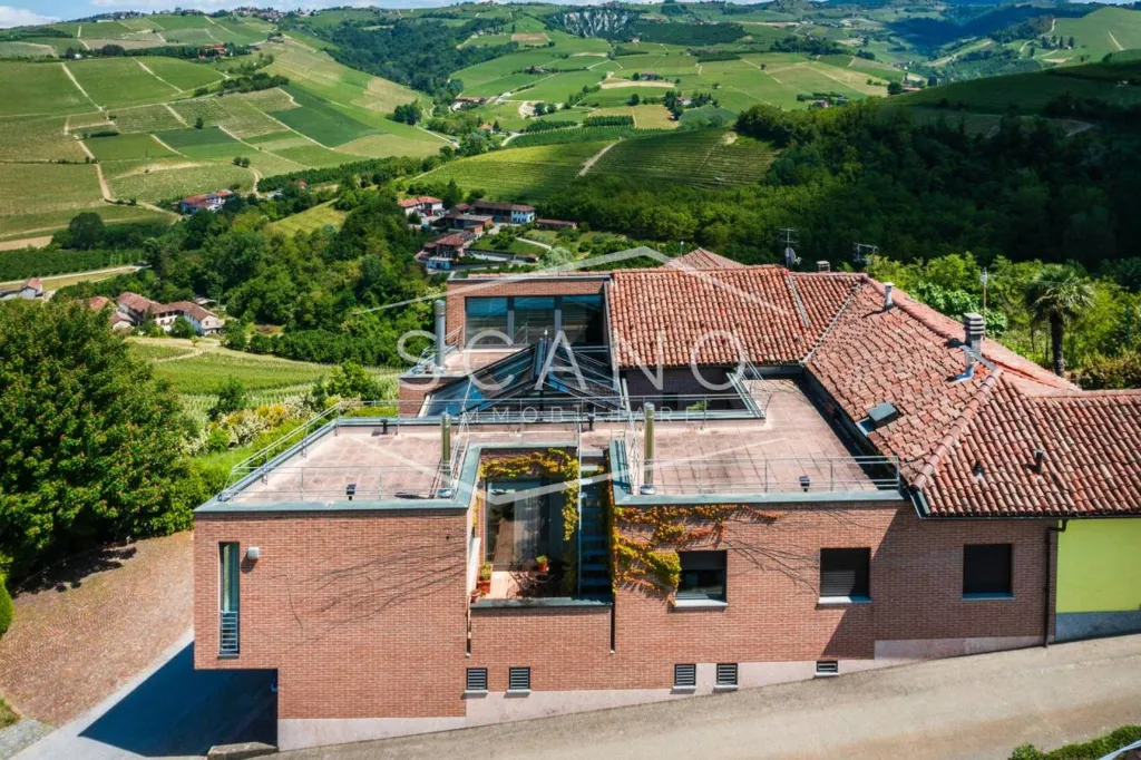 Aerial - Architectural Villa with Panoramic View in Alba