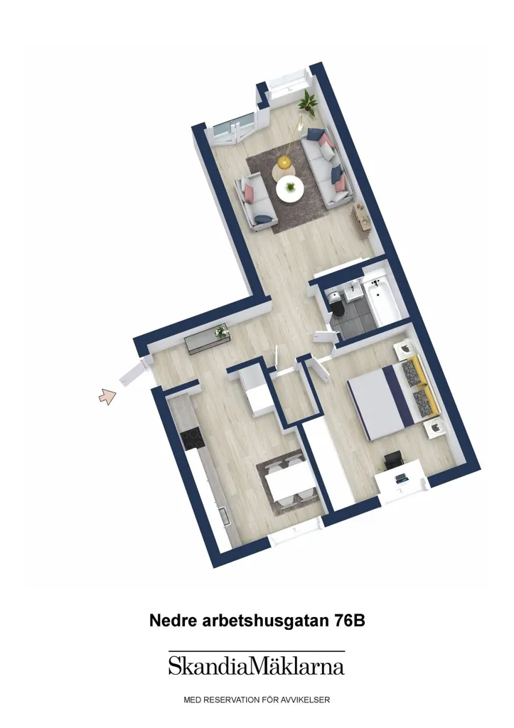 Plaan - Apartment with Balcony in Söder, Gävle
