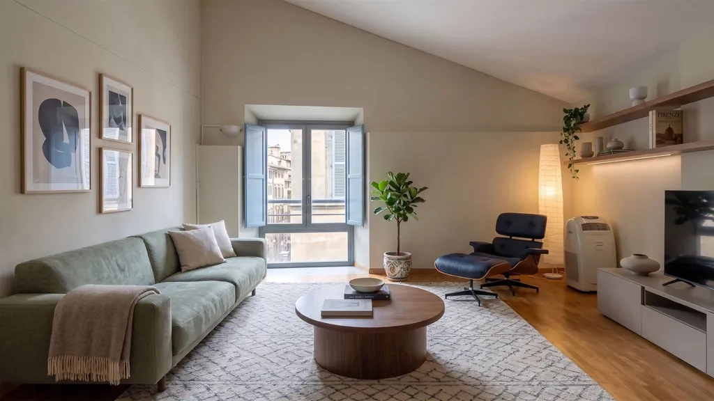 Living Room - Historic Apartment with Tower View in Siena