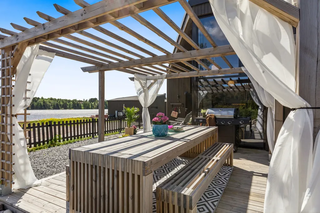 Terrasse - Modern Holiday Home with River View near Oslo