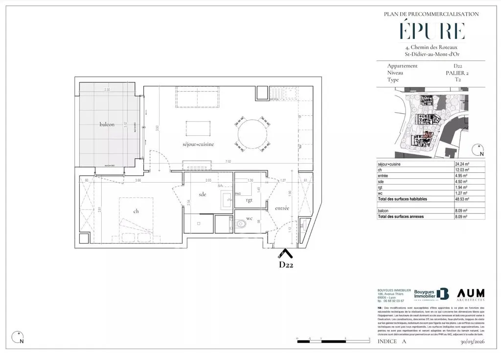 Plaan - Luxury Flat with Balcony in Saint-Didier-au-Mont-d'Or