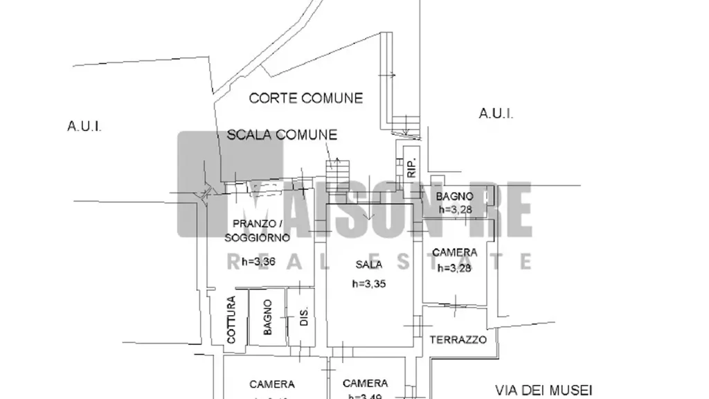 Plan - Historic Apartment with Terraces in Brescia