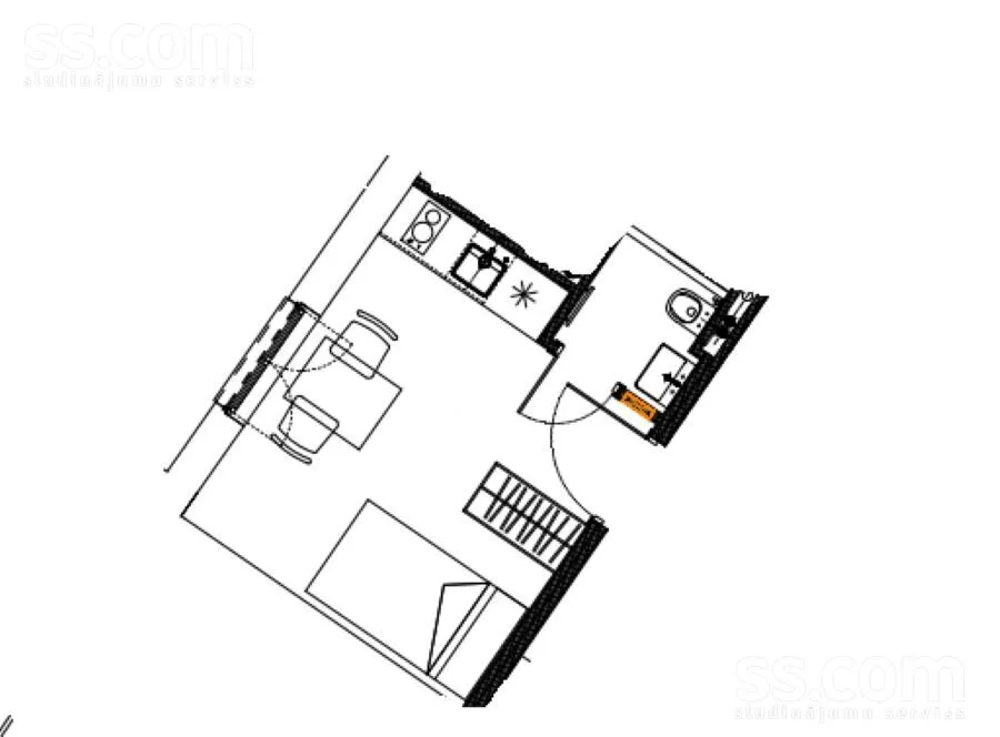 Plan - Modern Studio with Co-working in Riga Centre